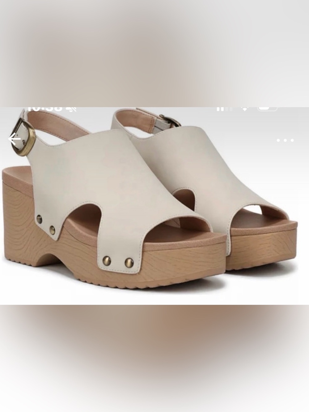 Dr. Scholl's Cream clog style Platform Wedge Sandals with Tan Sole